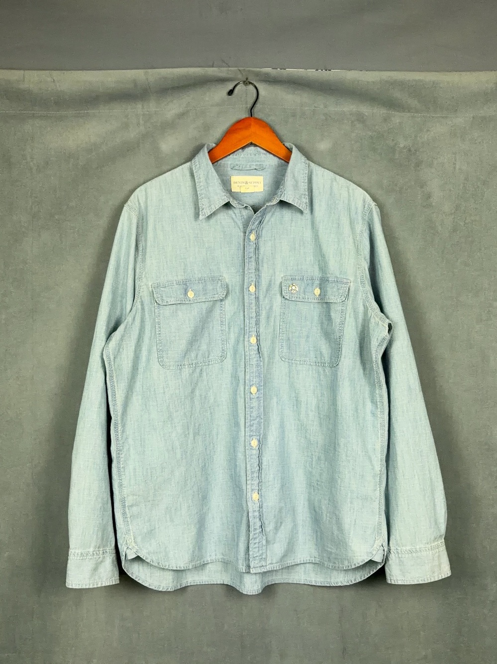 Denim Supply Ralph Lauren Chambray Shirt Mens Size XL Americana Embroidered RARE